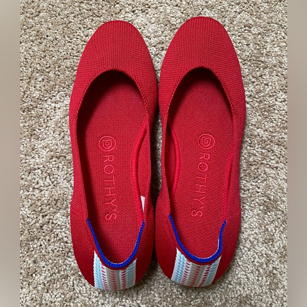 Rothy’s Square Toe Flat, Cardinal 6.5